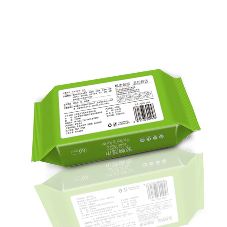 Customize Logo Biodegradable Pet Teeth Hair Ear Cleaning Wet Wipes Dog Cat Comb Wipes Wet