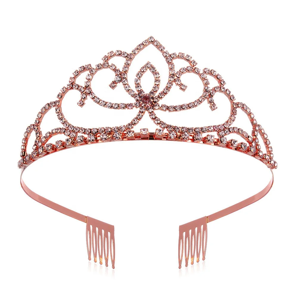 Rhinestone Tiara Crown Crystal Crown with Comb for Wedding Bridal Party Birthday Carnival Girl Holiday Celebration