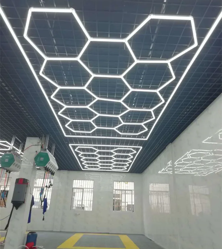 Hexagon Detailing Workshop Ceiling Led Lights Car Shop And Garage honeycomb lights hexagonal led light
