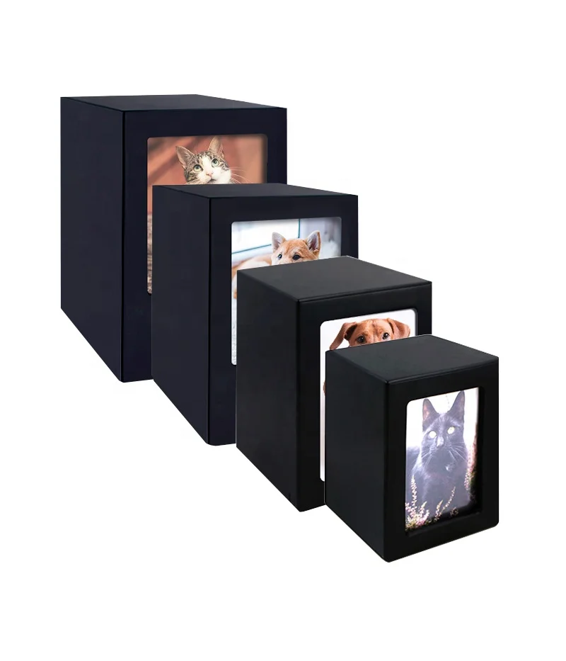 matt black color custom wholesale cat dog wooden animal urn caskets for pets