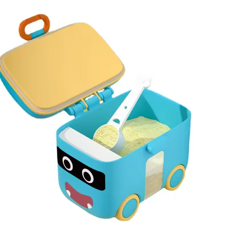 New design cartoon car portable cereal and milk storage powder container baby