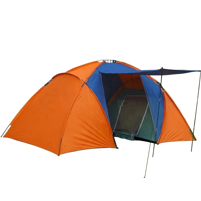 Hot Sale Fiberglass Pole 3-4 Person 2 Rooms Waterproof Family Camping Tent
