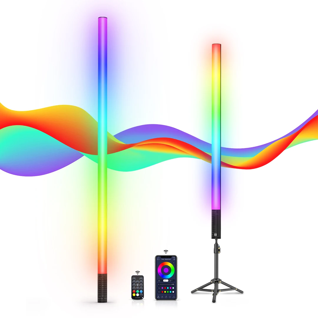 LUXCEO Mood1S Wholesale 85cm 120cm APP Wireless Remote Control Battery Powered 4ft LED RGB Tube Light with Music Modes