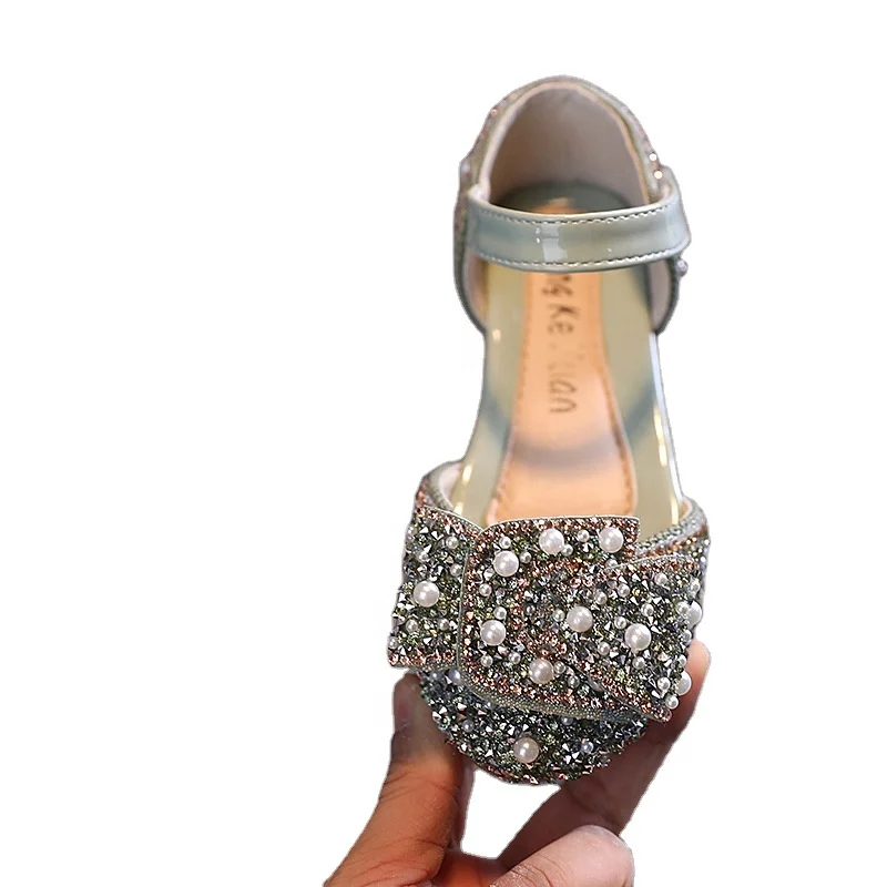 Новинка весна-осень туфли для танцев для маленьких детей с бантом из жемчуга и страз обувь для выступлений для девочек