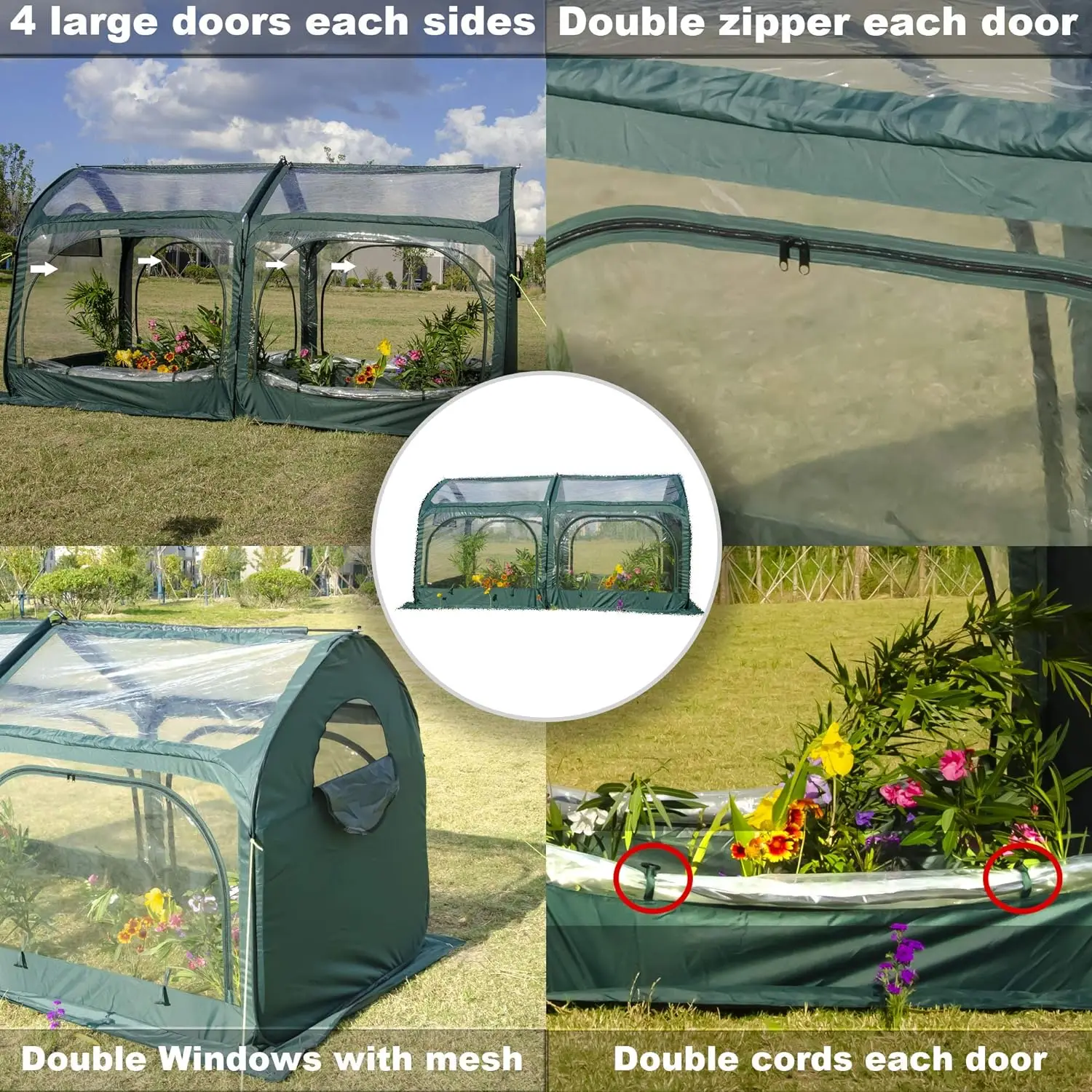 Pop Up Tunnel Flower House Mini Gardening Plant Sunshine Room Backyard PVC Greenhouse Cover