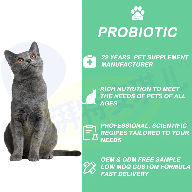 Gas Relief Bad Breath Diarrhea Constipation & Digestive Support Digestive Enzymes Cat Prebiotic Probiotics Supplement