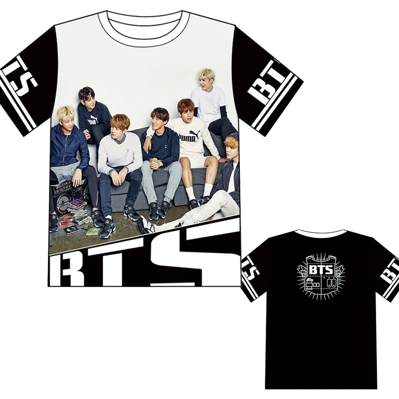 South Korean Band BTS T-shirt Color Digital Print Street Style Tops For Men And Women