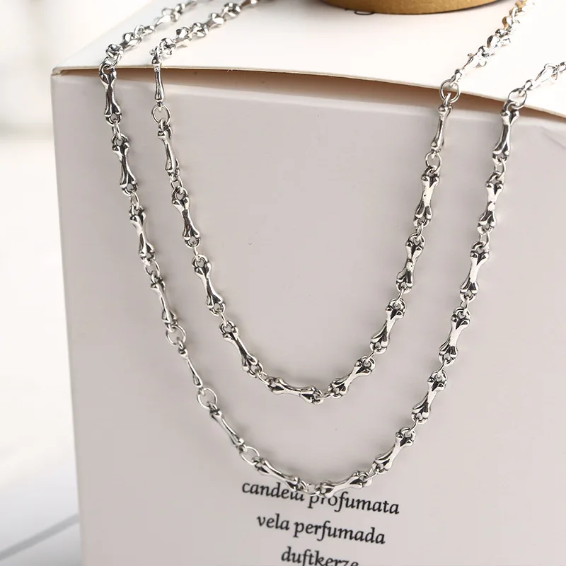 wholesale 925 sterling silver bone link chain white gold bracelets necklace fashion sterling silver 925 jewelry for men gift