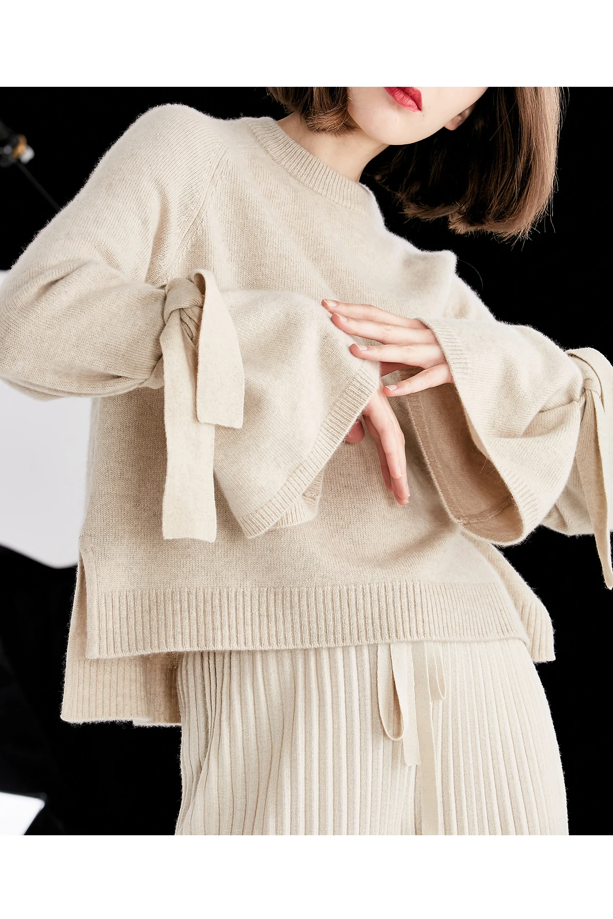 Manufacture Square Fonda Stylish Girl Ladies Design Custom Knit Design  Organic Cashmere Sweater.