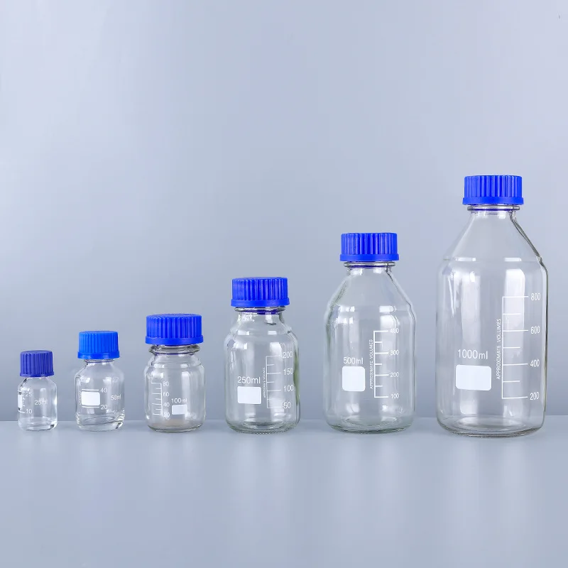 100 250 500 1000ml Borosilicate Bottles Chemical Reagent Glass Bottle Clear Laboratory Glassware