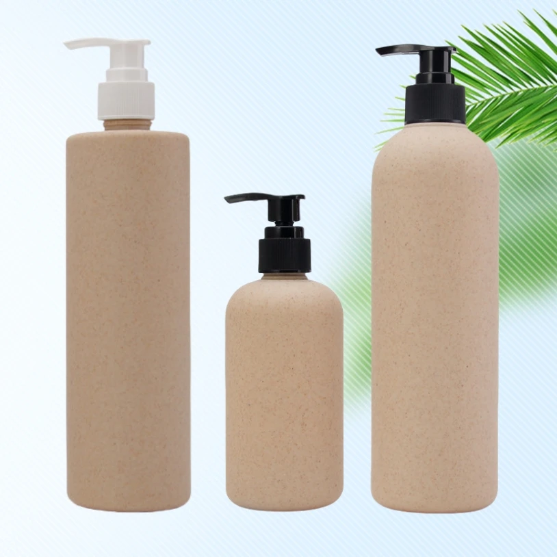 Hot sale 100ml 250ml 300ml eco friendly wheat straw plastic lotion pump bottle 400ml  empty lotion bottles biodegradable