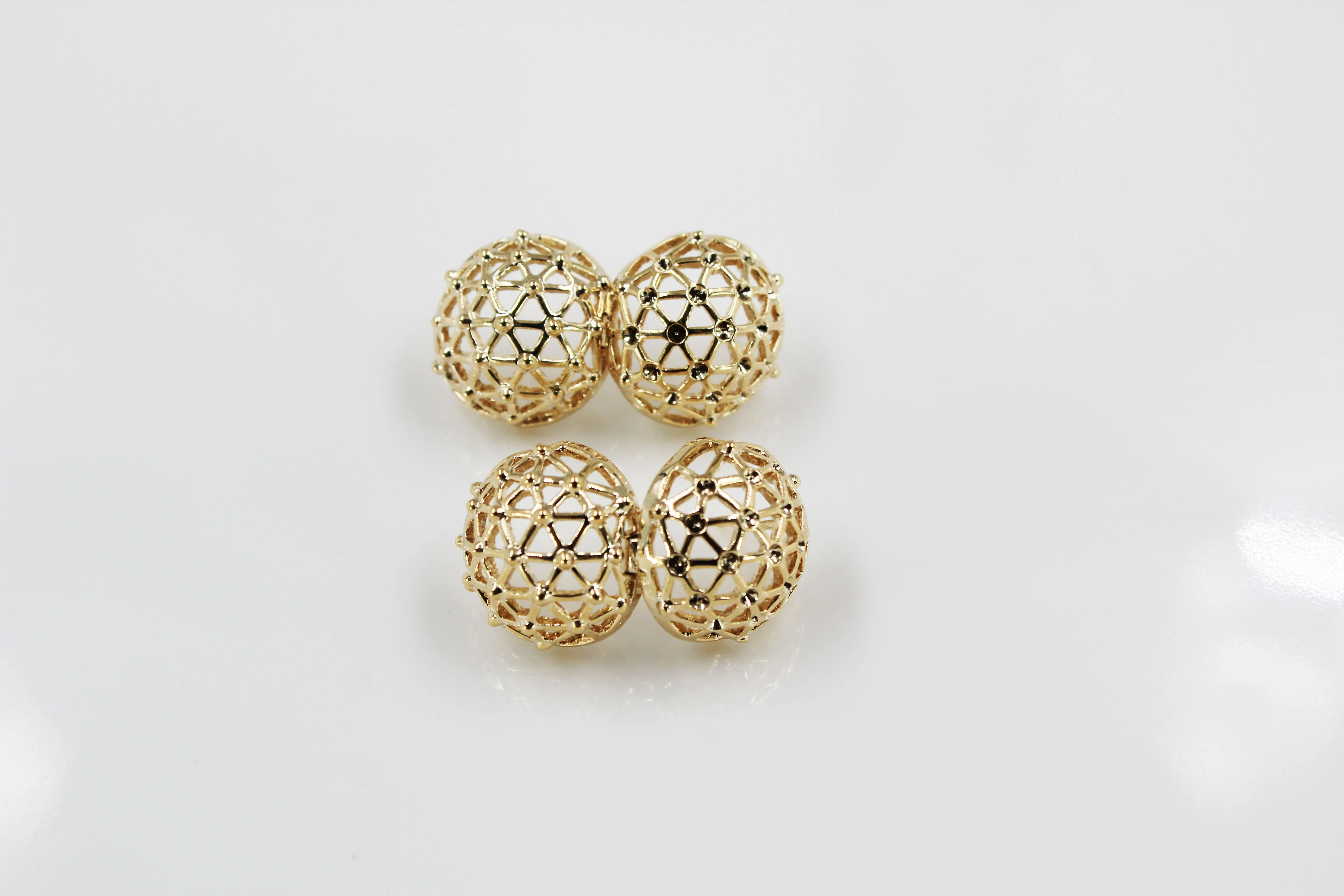 BMZ 16K light gold IP plating fashion trendy earring ball designed round opening women earring premium earring gold