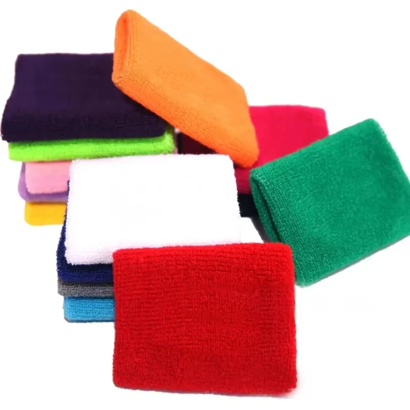 Custom Logo Wrist Sweatbands Breathable Tennis Sports Towel   Sports Logo Soft Skin  Cotton Basketball  Fitness Sweatband Men