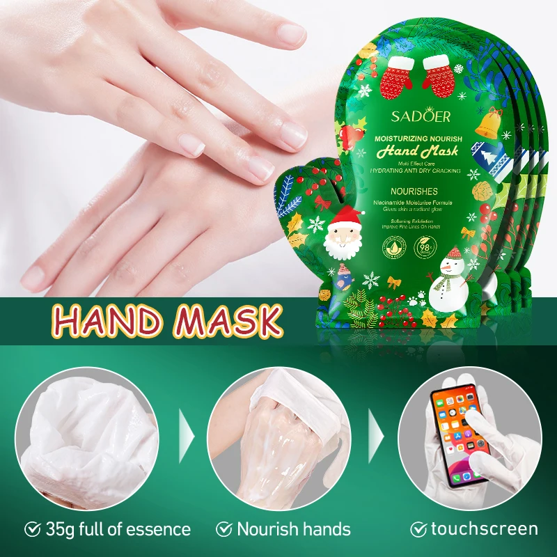 OEM SADOER Private Label Christmas Nicotinamide Brightening Whitening Exfoliate Aloe Vera Moisturizing Skin Feet Hand Mask
