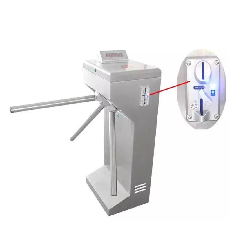 Security Access Control Fingerprint RS485 Communication Interface Stainless Steel Barrier Gate Automatic Tripod Turnstile