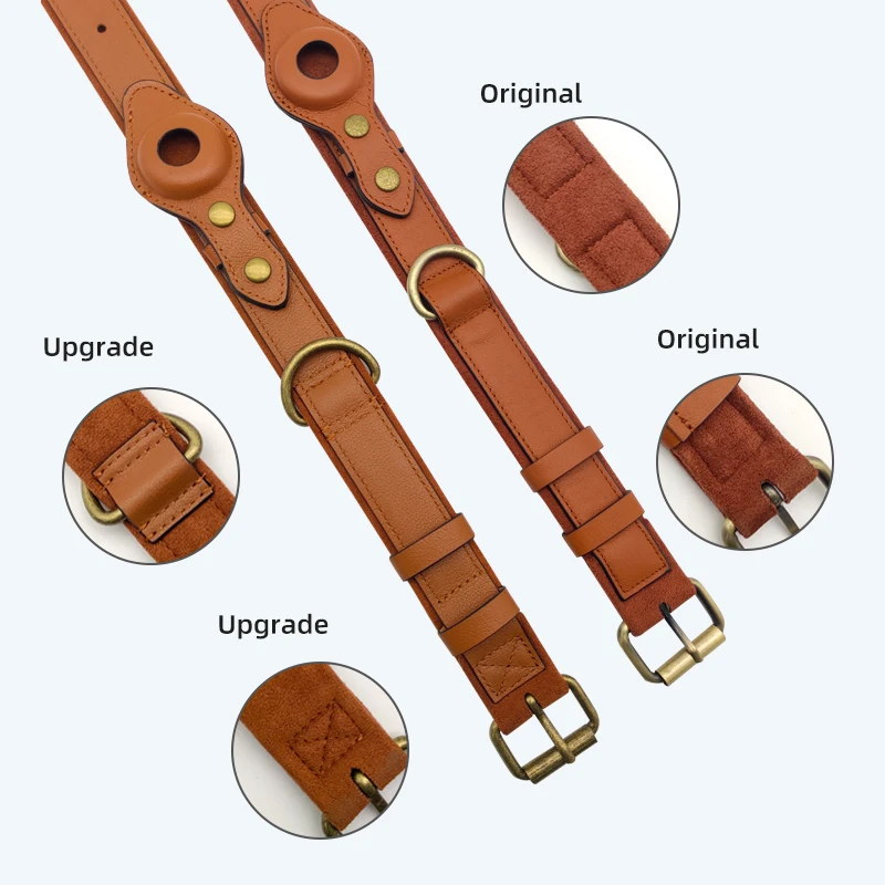 PURESPET Wholesale Custom Private Label In Bulk Padded Adjustable Wide Genuine Leather Dog Collar for Large Dog