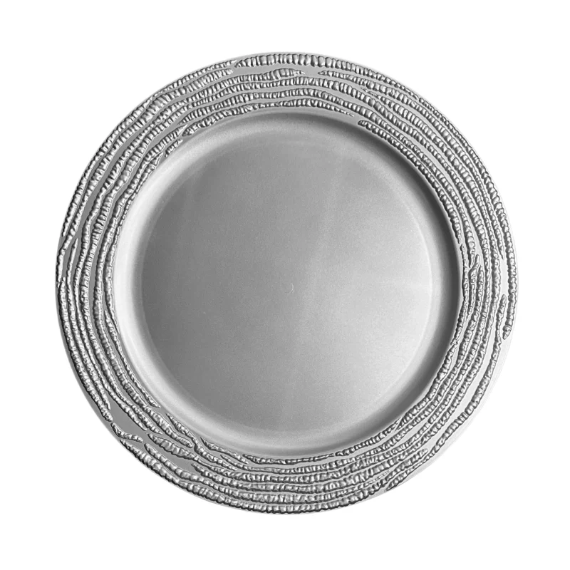 Cheap Wholesale Wedding Presentation Plate Party Table 13 inches Champagne Gold Royal Blue Reef Plastic Charger Plates