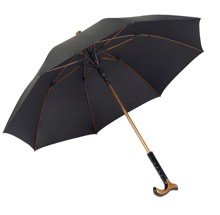 Wholesale fashionable cane umbrella large long handle gift umbrella with printable logo