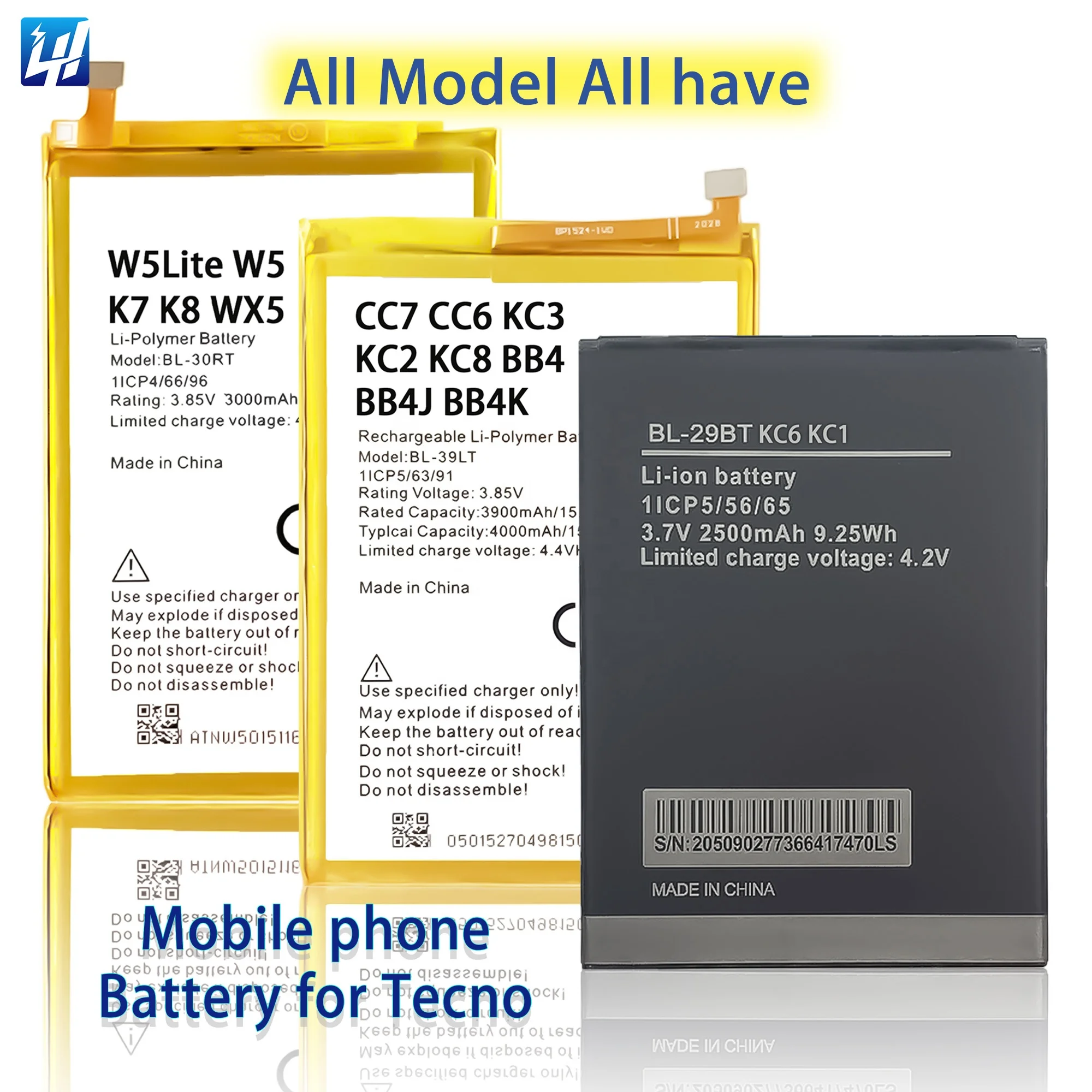 OEM High quality W1 W2 W3 WX3 WX3 Pro camon 5 6 8 9 11 12 15 17 AB7 Mobile phone battery for Tecno Phantom 9 Longhe