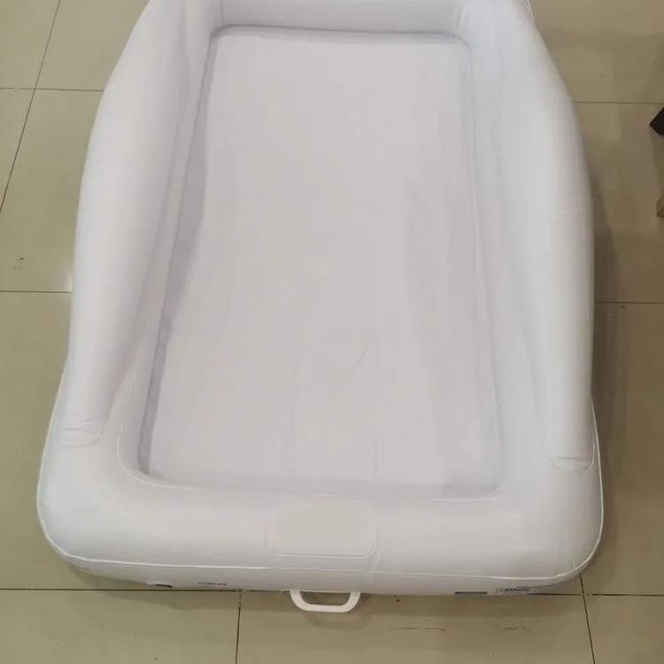 Оптовая продажа, низкий минимальный заказ, надувная детская дорожная кровать с безопасными бамперами, портативный надувной матрас для малышей, кровать для детей