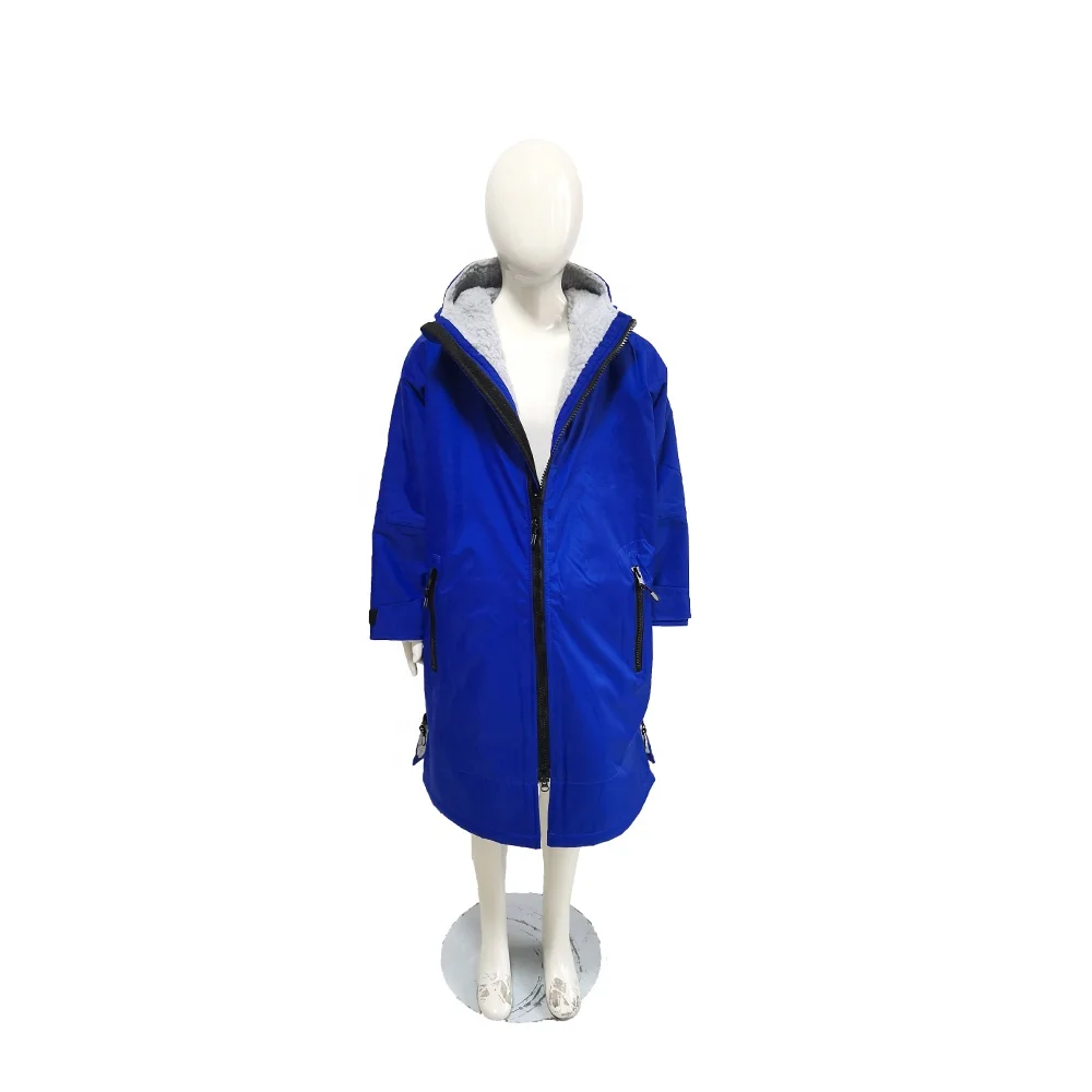 Custom logo waterproof arctic parka long sleeve beach poncho changing microfiber coat robe for children