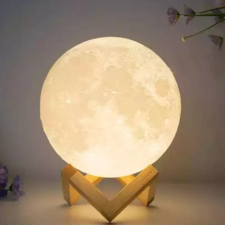 Lightingpass Custom Touch Table Desk Lamp Changing Lights LED 3D Moon Night Lamp With Acrylic Ball & Abs Base & USB Charger