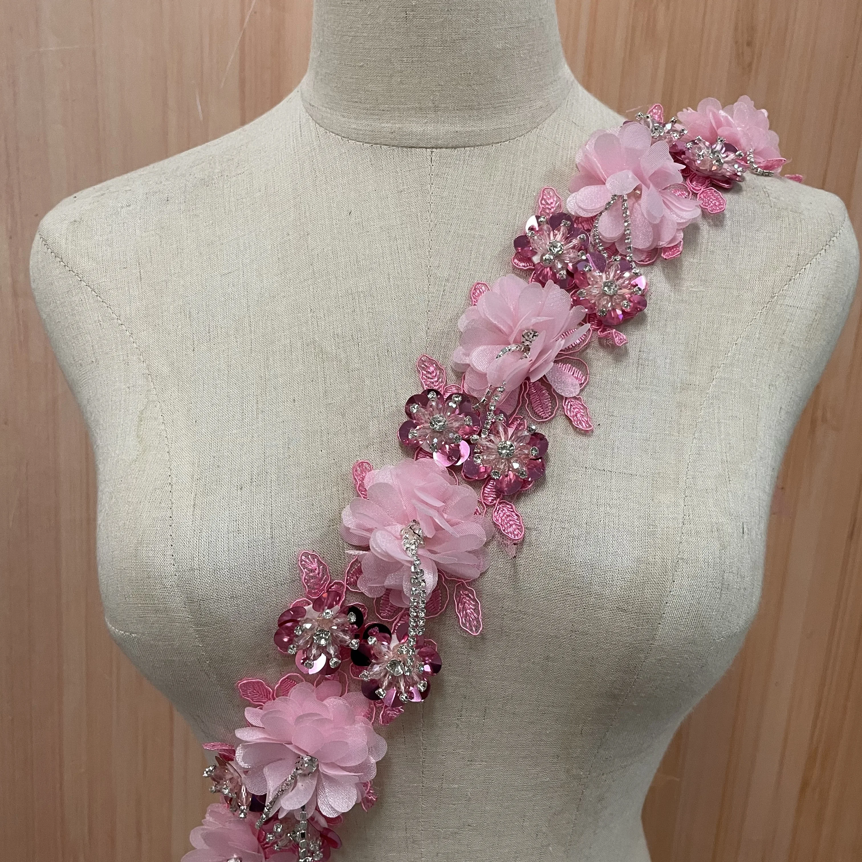 2022 NEW chiffon handmade flower chiffon fabrics  handmade crystal flower