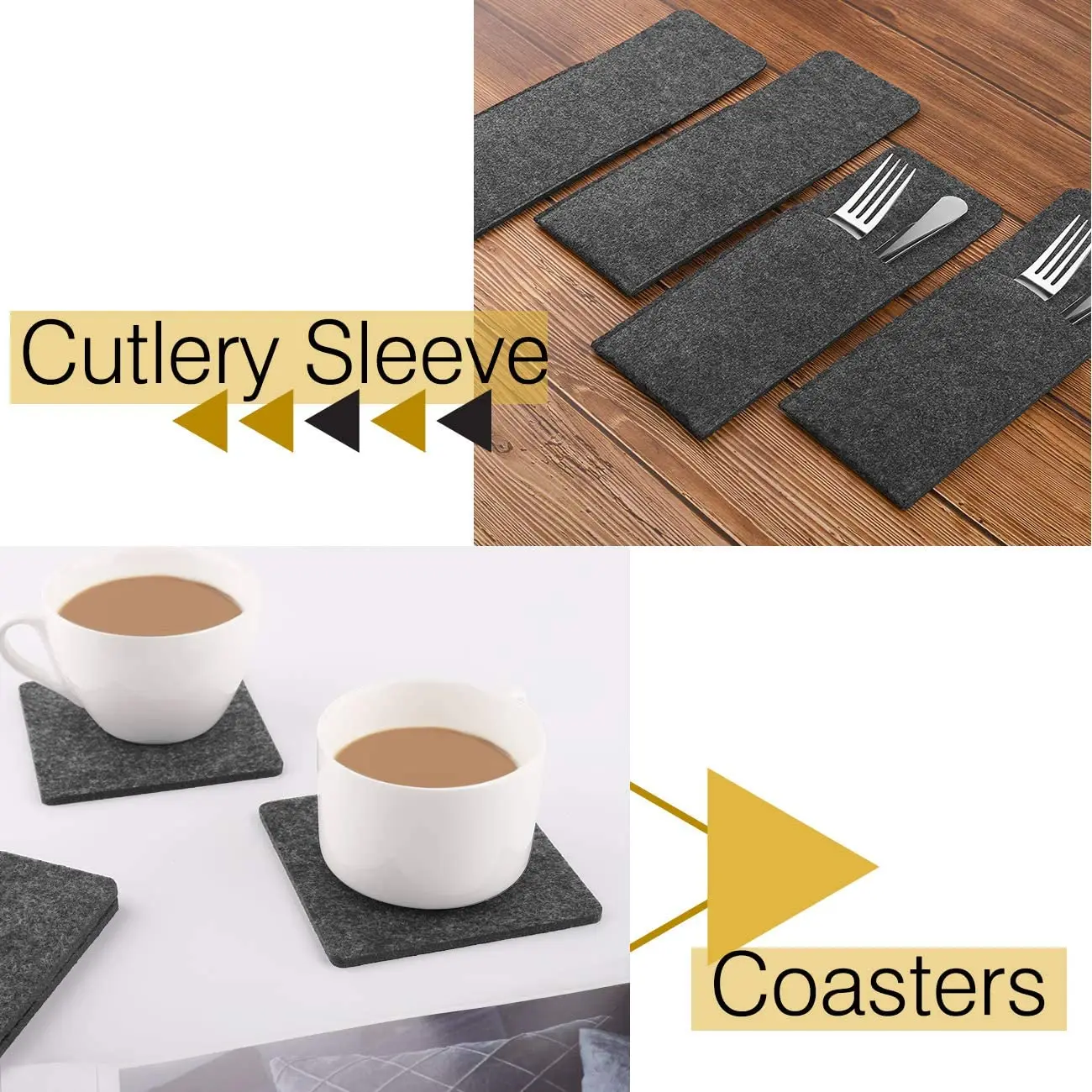 Felt Placemats Stain Non Slip Heat Resistant Washable Wool Felt Placemat Coaster Set  For Dining Table