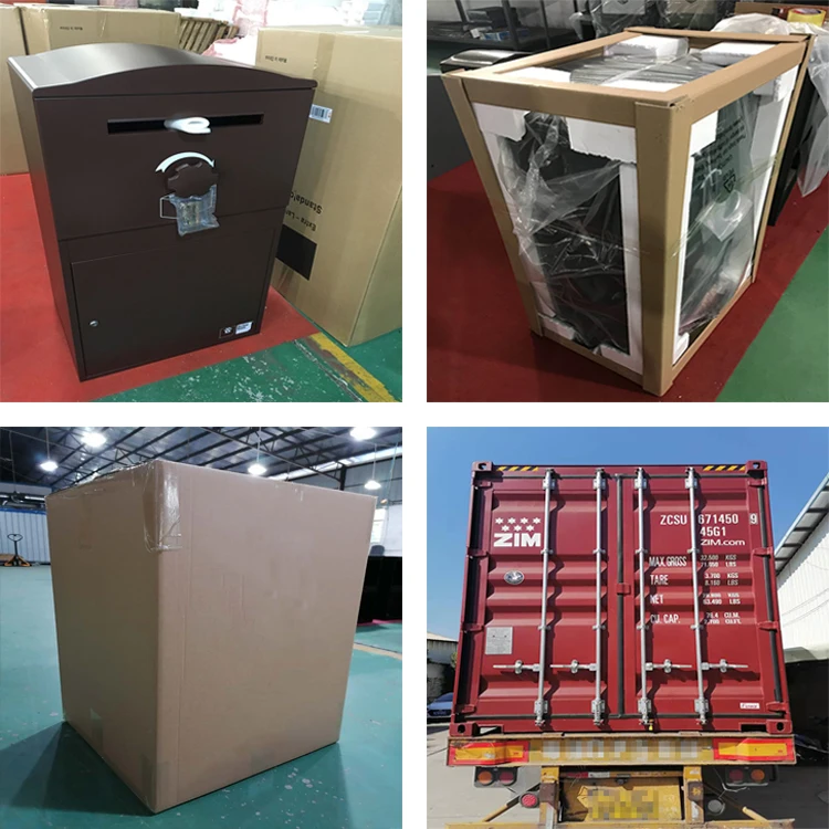 Through the Wall Parcel Box Black Large Capacity Anti Theft Parcel Drop Delivery Box