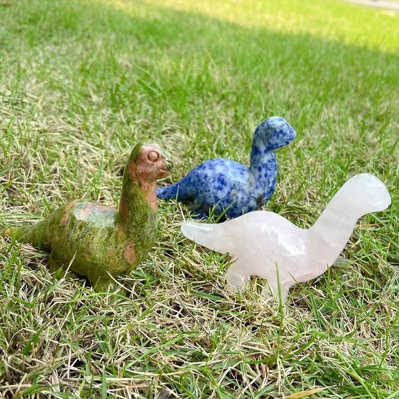 Wholesale Natural Custom Carving Ornaments Animal Semi Gem Craft  3 Inch Crystal Dinosaur for Gifts