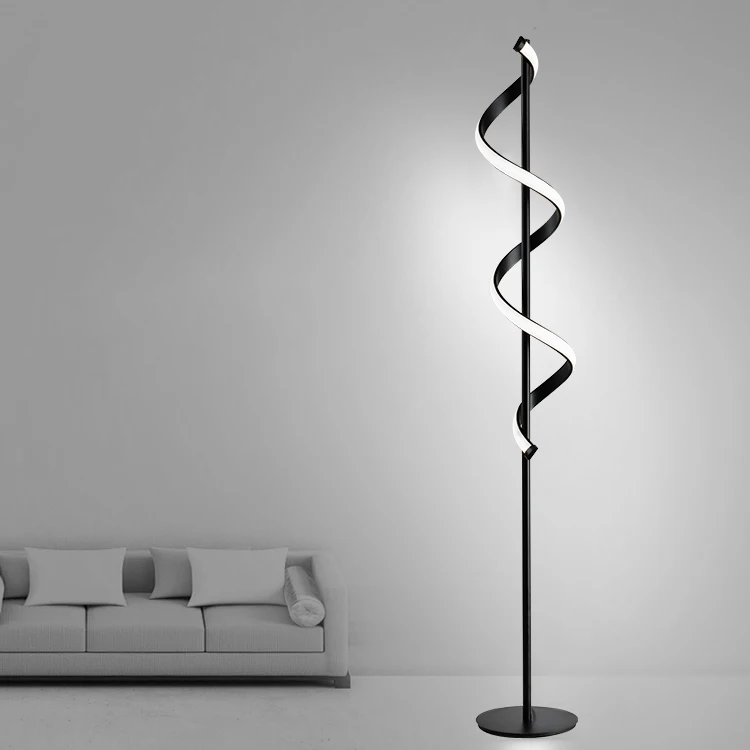  HUAYI Living Room Hotel Decoration Matte Black Aluminum Matel Luxury LED Floor