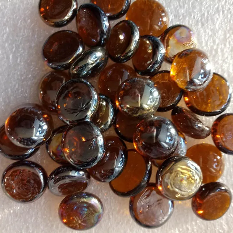 DARK AMBER AND MIDDLE AMBER  TEMPERED FIRE GLASS BEADS