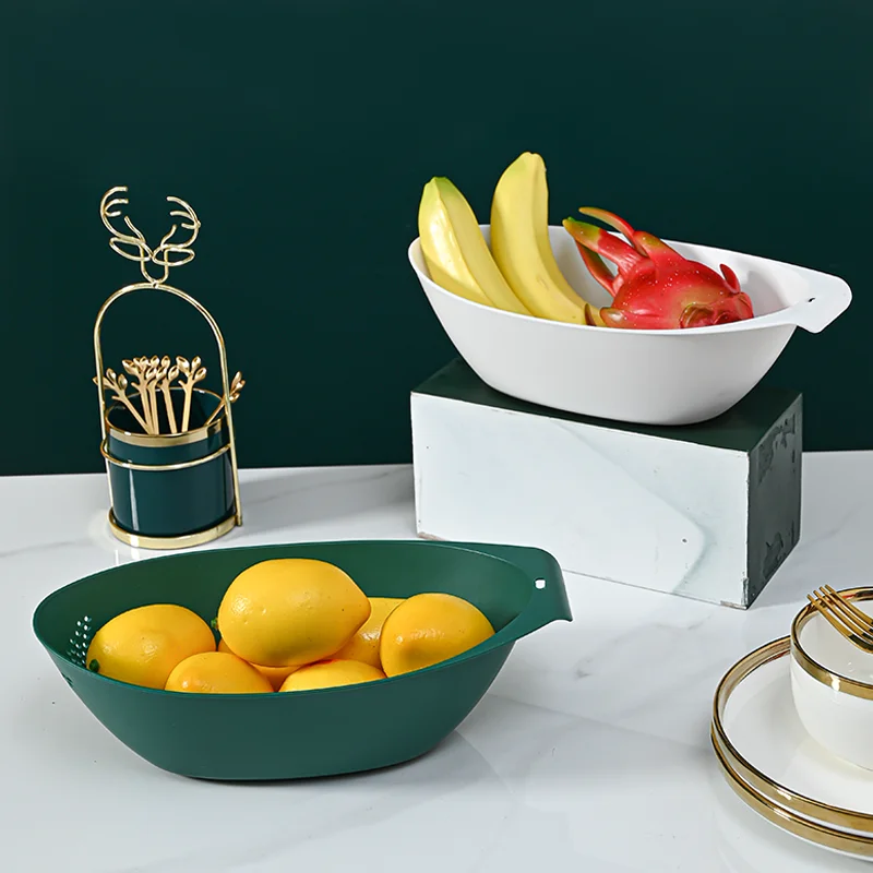Nordic style household stackable light weight rice washing basket dry fruit plate decoration