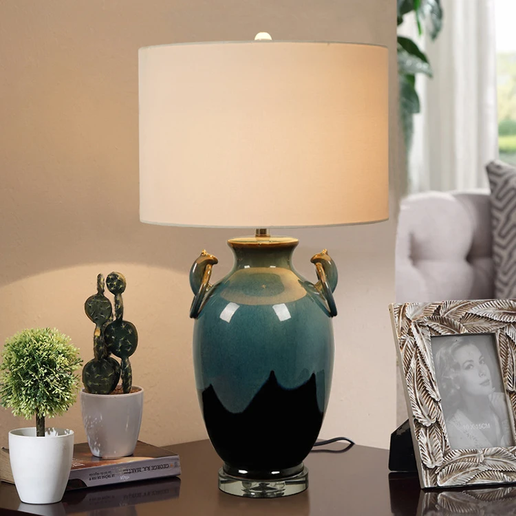 home bed side living room decorative luxury blue ceramic table lamps modern