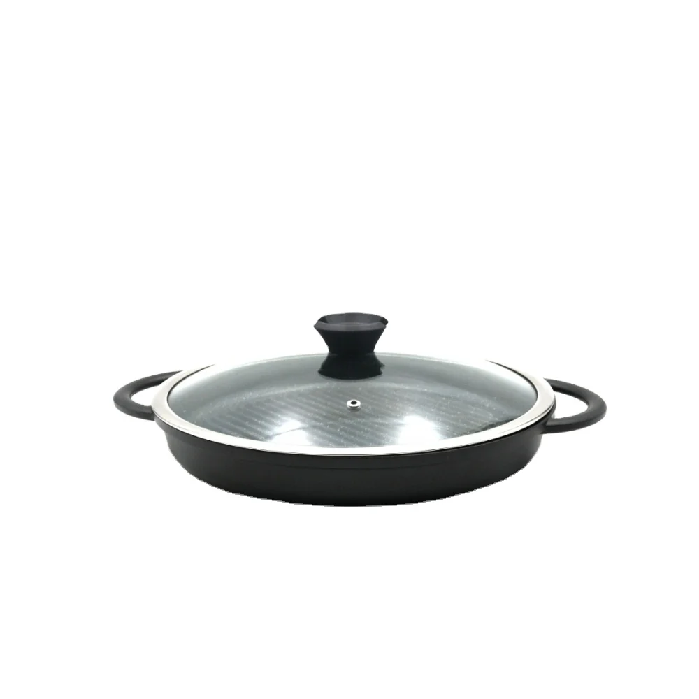 Die-casting Aluminium non-stick Korean grill with the spill mouth