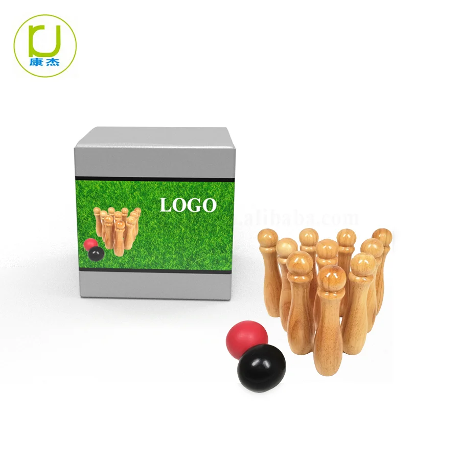 Classic Wood Skittle Game Bowling Set for Family and Kids