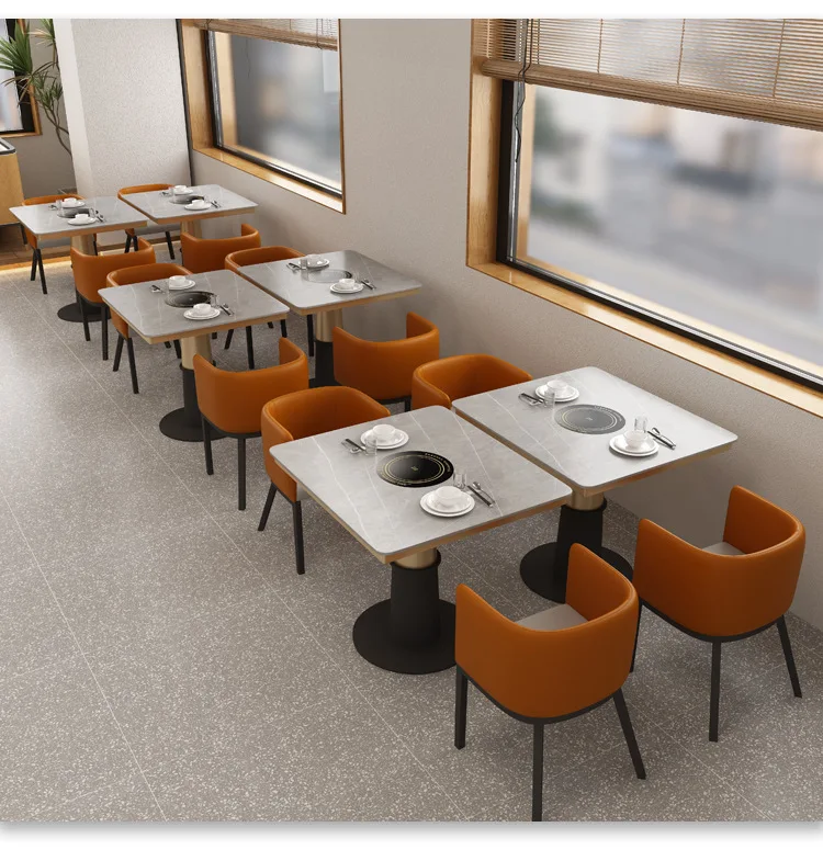 Hot pot table commercial induction cooker smokeless marble kebab skewers table restaurant wall card seat sofa table and chair