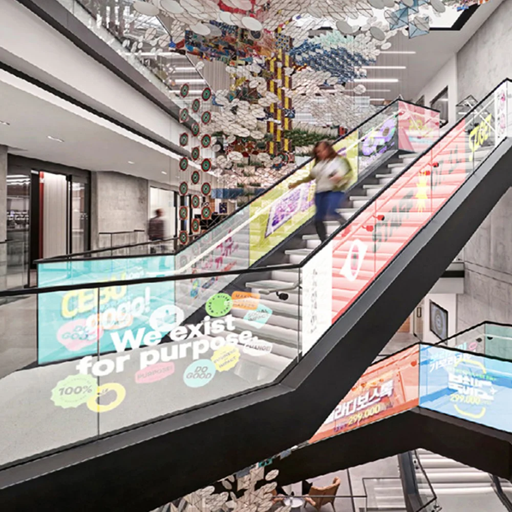 P4 p10 flexible thin transparent led panel window crystal self-adhesive film display screen for glass