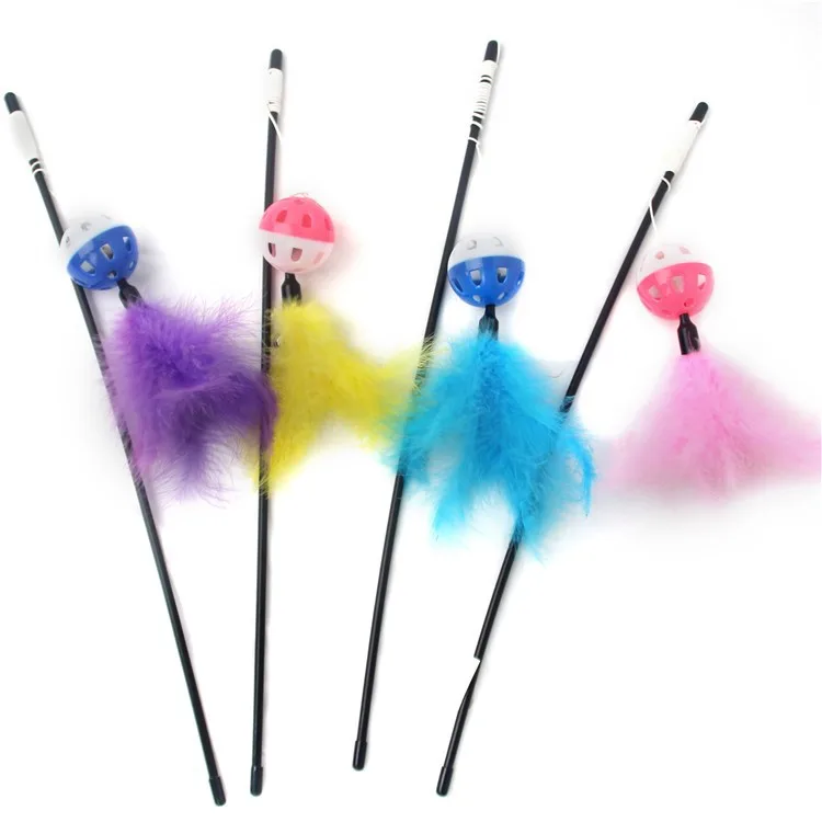 Wholesale Hot Selling Pet Plastic Bells Feather Elastic Rope Funny Cats Cat Interactive Supplies Toys