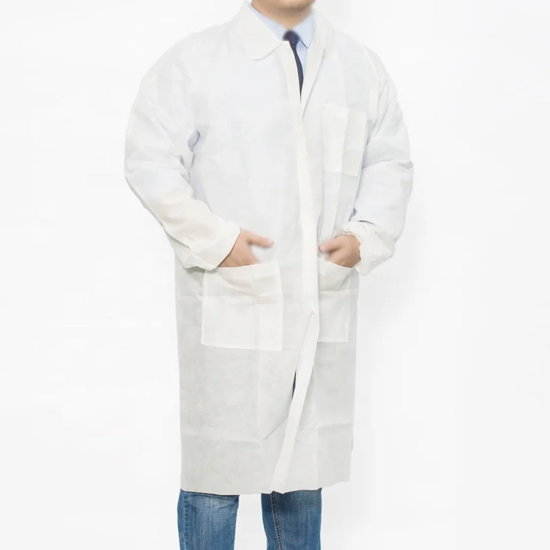 Factory Custom Disposable Lab Coats Medical SMS Non woven Lab Coat /Gown with White /Blue Color