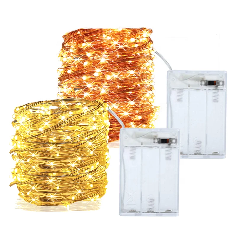 Декоративная гирлянда Luces navide с питанием от 3 батареек AA 5 м 10 33 фута микро 100 светодиодов медная сказочная