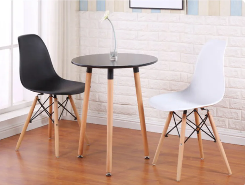 
Modern dining chairs set of 4 nordic style color PP plastic wood chairs for dining room 