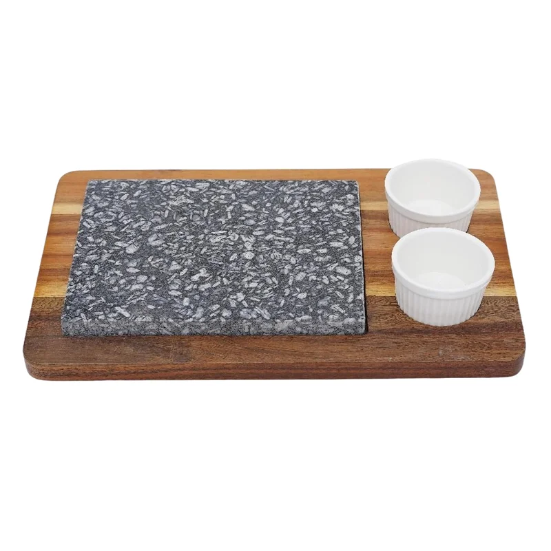 Natural Stone Rock Lava Volcanic Granite Steak Grill Stone Plate Set Hot Stone Grill Cooking Steak Set Steakstone