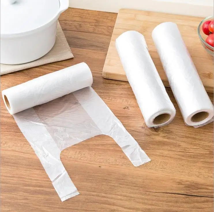 Hot Sale Best Price Transparent Food Grade PE T-shirt Plastic Bag Food Cling Wrap Food Storage Bag T-shirt carryout bags
