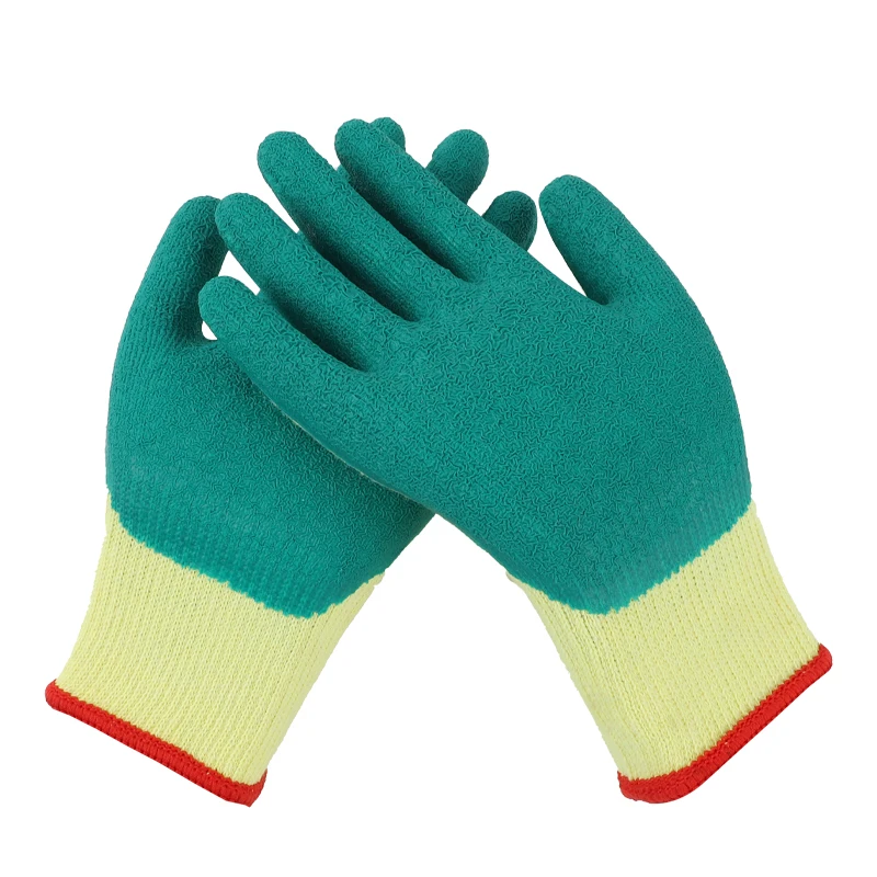 Low price high quality orange palm latex coated knitted work gloves