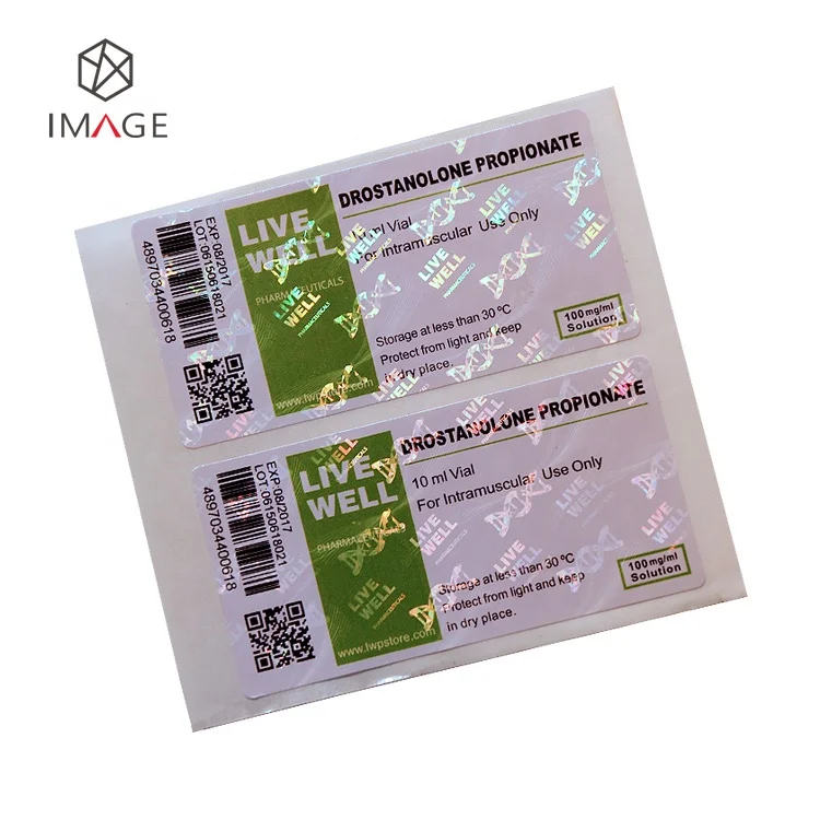 Custom 10ml Hologram Vial Label with QR Code and Barcode for Pharmaceutical Products