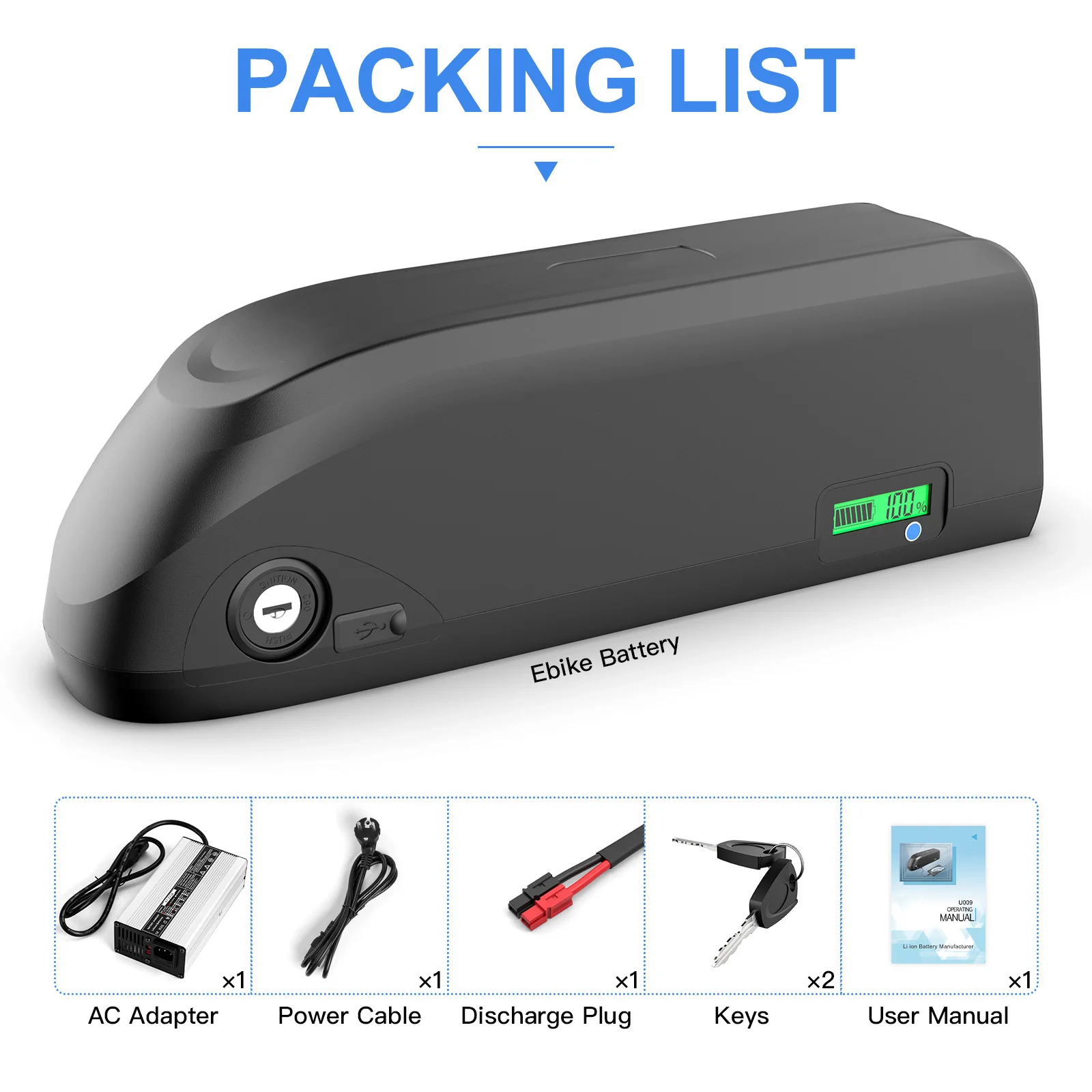 US Free shipping U009 replacement electric bike battery hailong dawntube e-bike ebike battery 48V 14.4ah 19.2ah 20ah