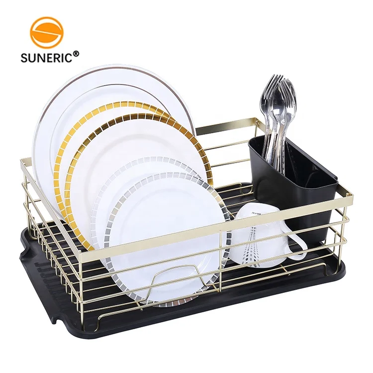 Iron dishes draining storage organizer tableware cutlery holder shelf single layer dish drain drying rack