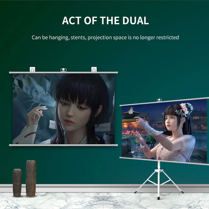 84 inch 16:9 Mobile portable anti-light metal projector floor stand tripod screen Home Office ALR projection screen