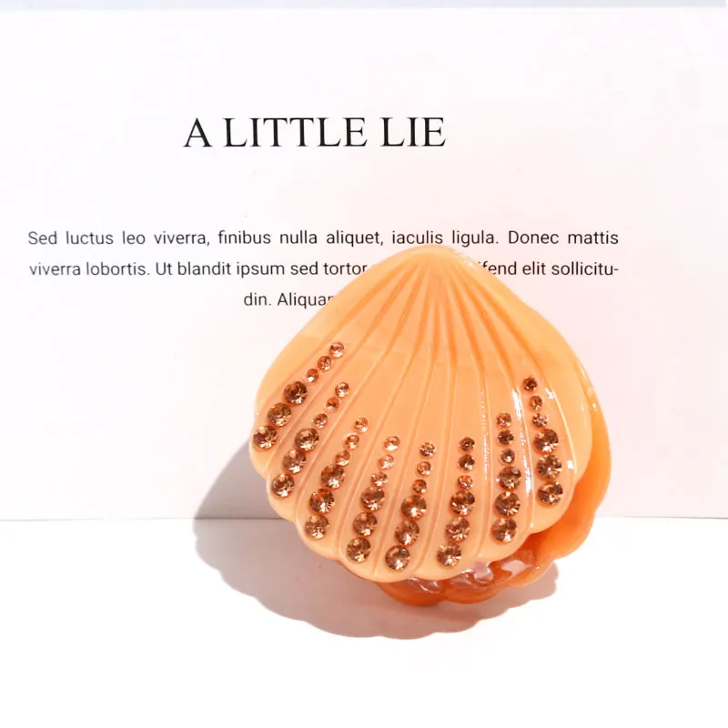 XinMei ocean sea shell hair claw clips luxury rhinestone hair claw clips sparkle crystals stylish acetate seashell jaw claw clip